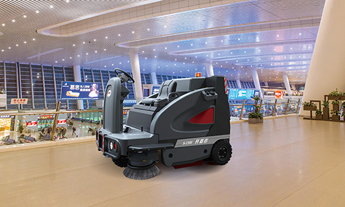 工厂灰尘地面用恒盛娱乐驾驶式扫地机清扫效果